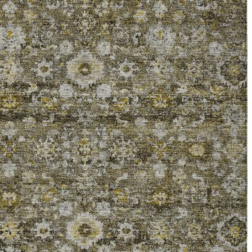 Brown And Beige Oriental Washable Indoor Outdoor Area Rug Photo 6
