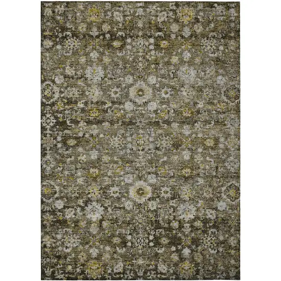 Brown And Beige Oriental Washable Indoor Outdoor Area Rug Photo 1