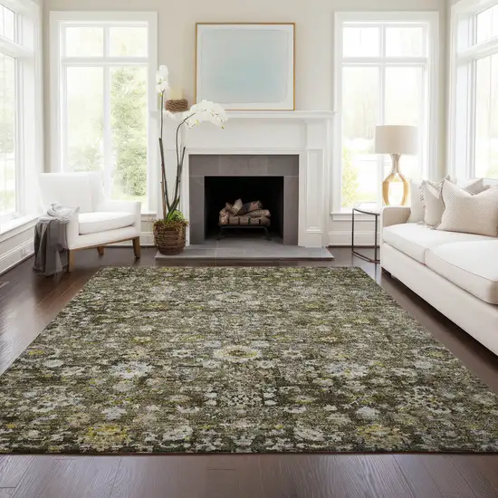 Brown And Beige Oriental Washable Indoor Outdoor Area Rug Photo 8
