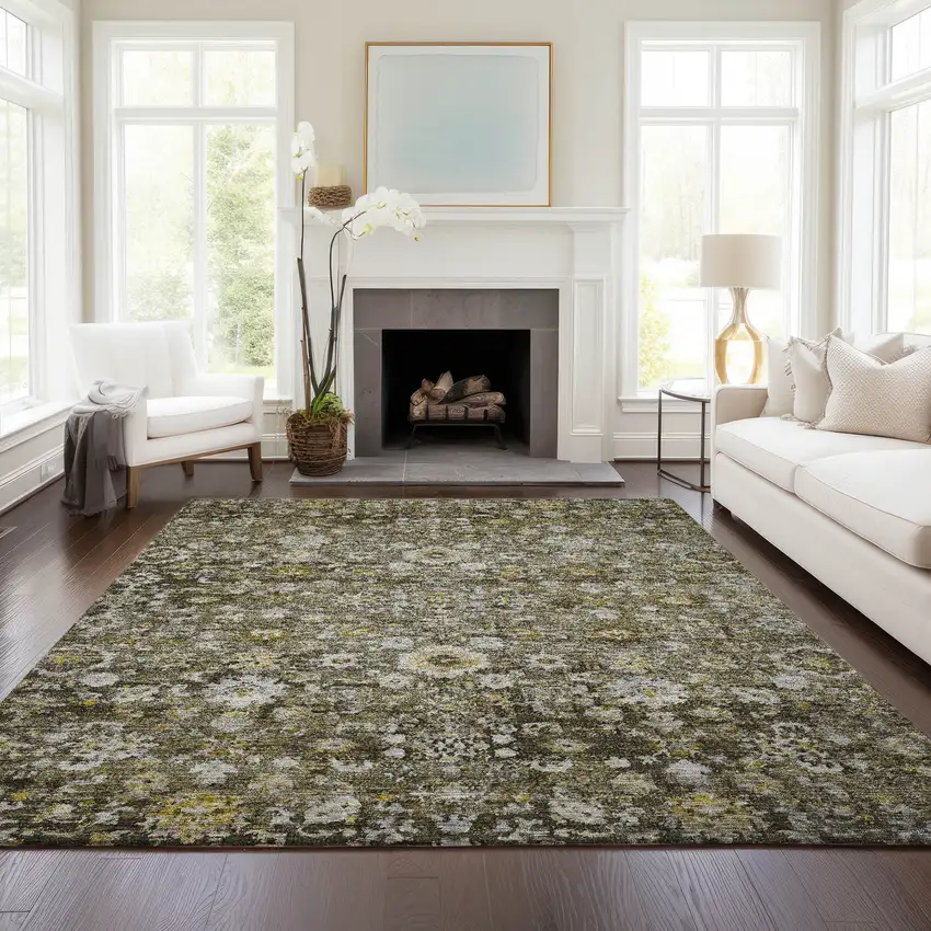 Brown And Beige Oriental Washable Indoor Outdoor Area Rug Photo 8