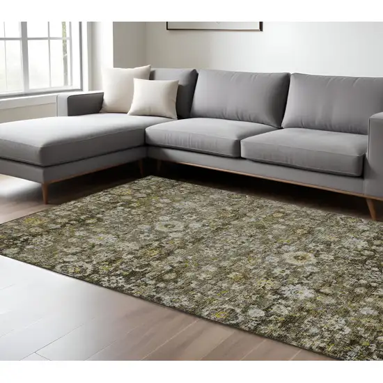 Brown And Beige Oriental Washable Indoor Outdoor Area Rug Photo 3