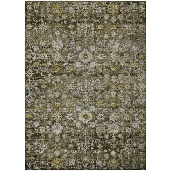 Brown And Beige Oriental Washable Indoor Outdoor Area Rug Photo 2