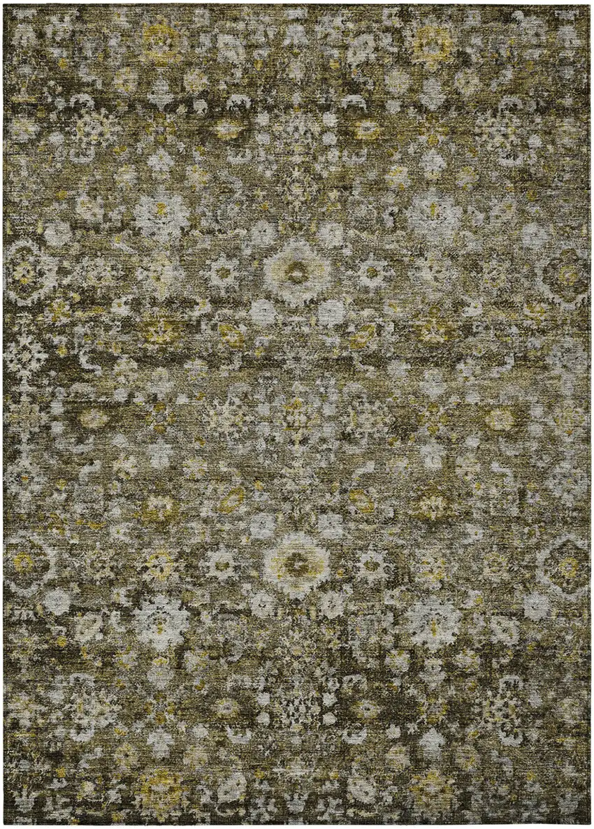 Brown And Beige Oriental Washable Indoor Outdoor Area Rug Photo 2