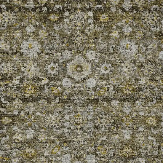 Brown And Beige Oriental Washable Indoor Outdoor Area Rug Photo 5
