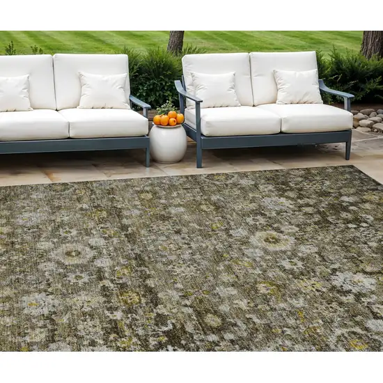 Brown And Beige Oriental Washable Indoor Outdoor Area Rug Photo 1