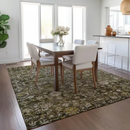 Brown And Beige Oriental Washable Indoor Outdoor Area Rug Photo 9