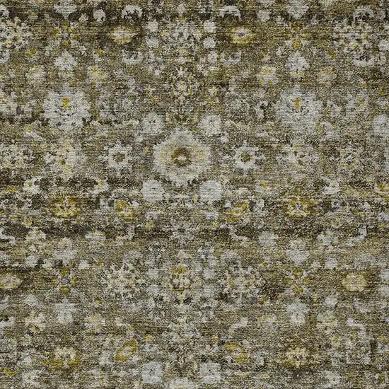 Brown And Beige Oriental Washable Indoor Outdoor Area Rug Photo 6