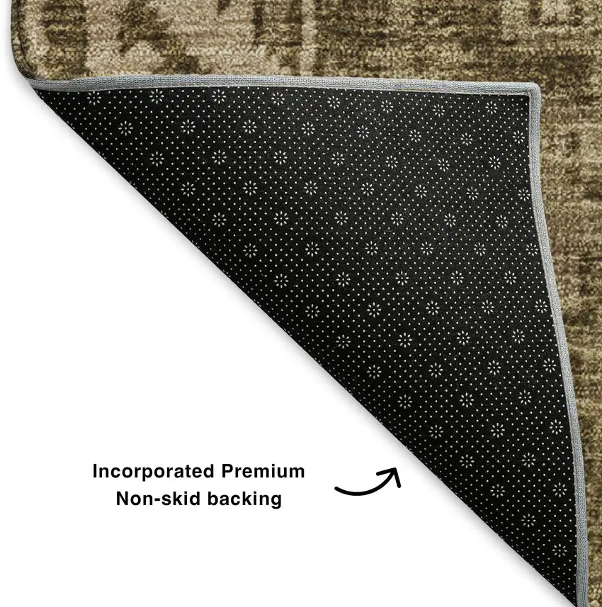 Brown And Beige Patchwork Washable Area Rug With UV Protection Photo 5