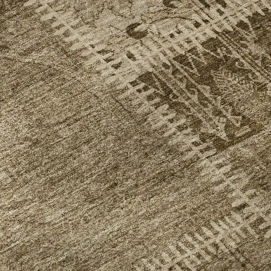 Brown And Beige Patchwork Washable Area Rug With UV Protection Photo 7