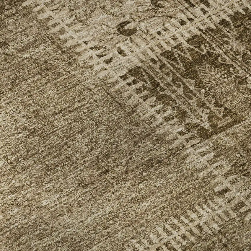 Brown And Beige Patchwork Washable Area Rug With UV Protection Photo 8