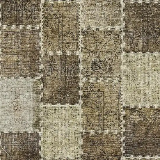 Brown And Beige Patchwork Washable Area Rug With UV Protection Photo 3
