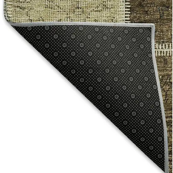 Brown And Beige Patchwork Washable Area Rug With UV Protection Photo 7