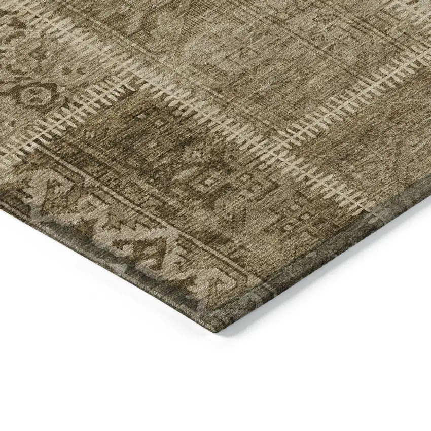 Brown And Beige Patchwork Washable Indoor Outdoor Area Rug Photo 4