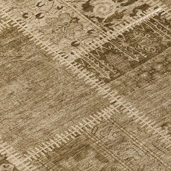 Brown And Beige Patchwork Washable Indoor Outdoor Area Rug Photo 7