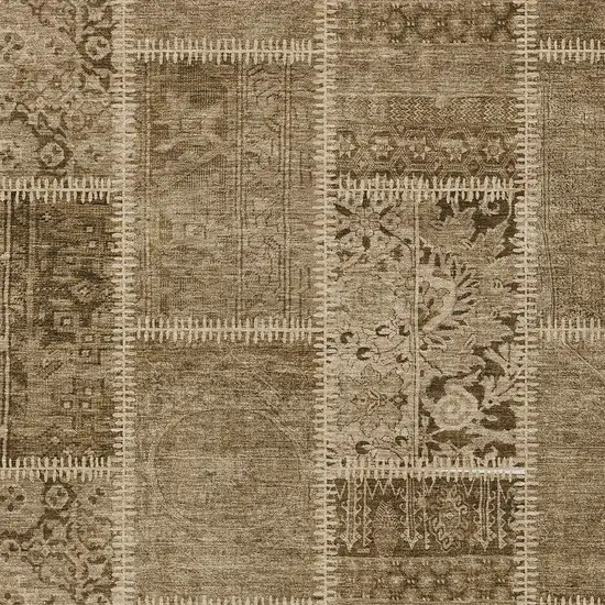 Brown And Beige Patchwork Washable Indoor Outdoor Area Rug Photo 5