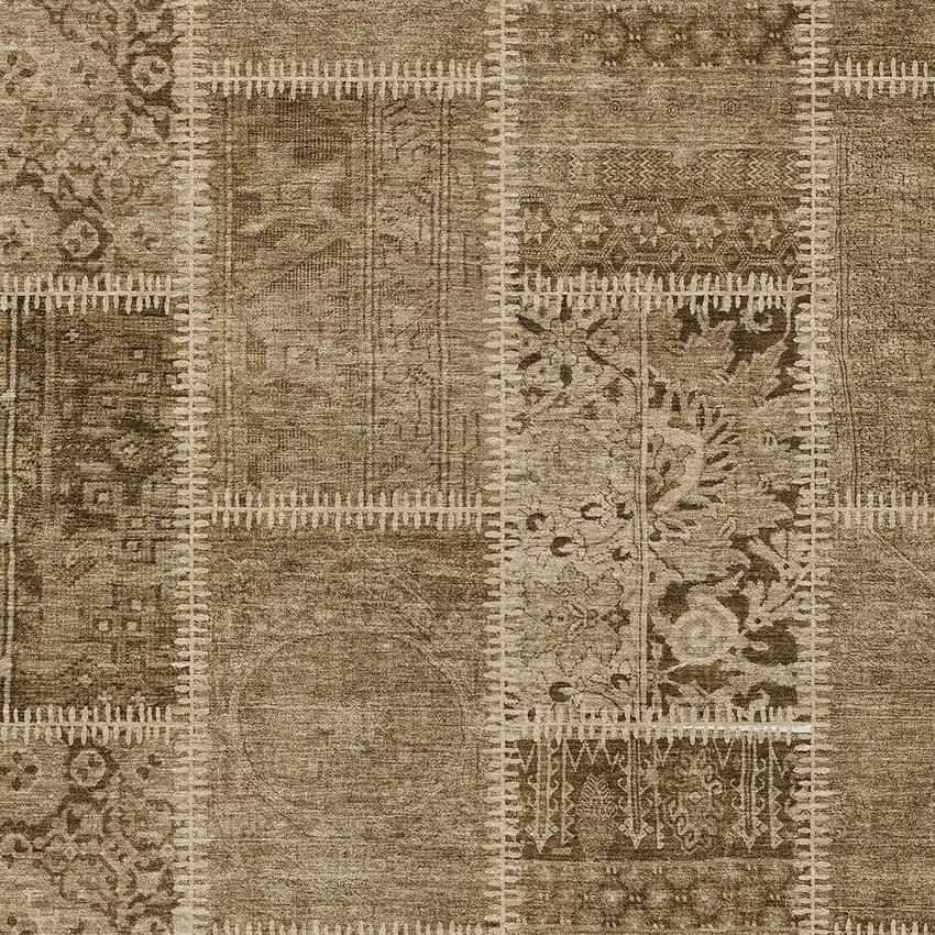 Brown And Beige Patchwork Washable Indoor Outdoor Area Rug Photo 5