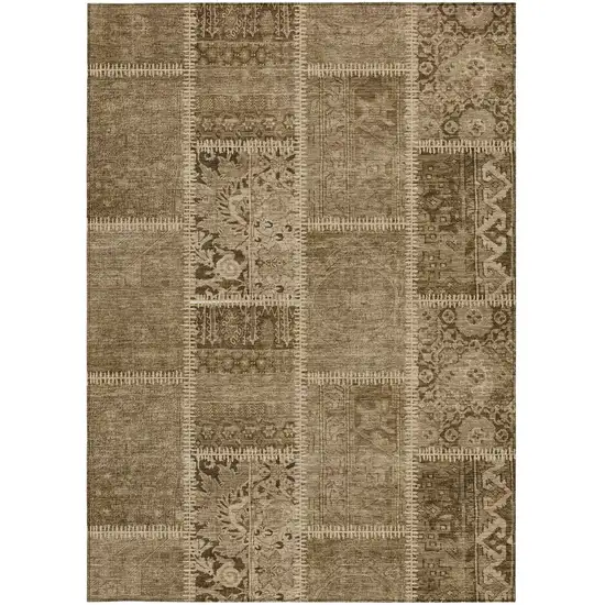 Brown And Beige Patchwork Washable Indoor Outdoor Area Rug Photo 6
