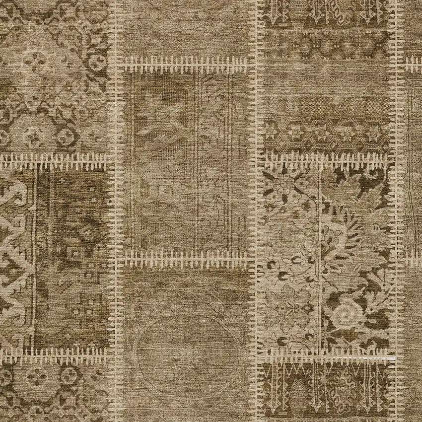 Brown And Beige Patchwork Washable Indoor Outdoor Area Rug Photo 4