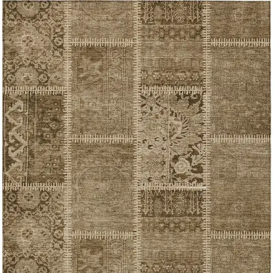 Brown And Beige Patchwork Washable Indoor Outdoor Area Rug Photo 5