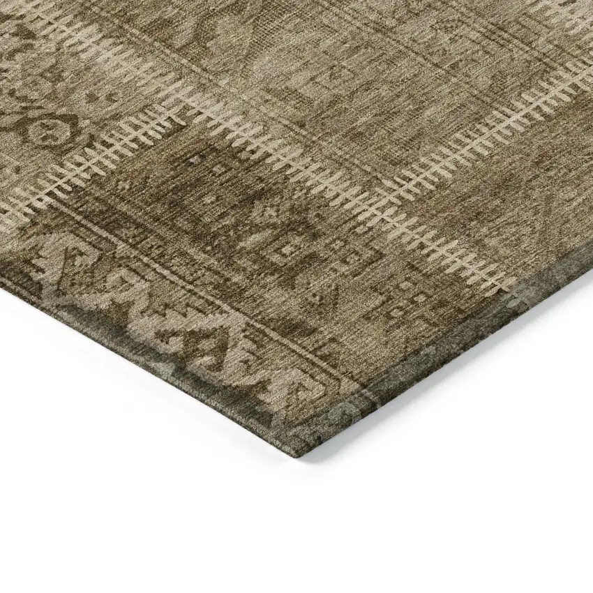 Brown And Beige Patchwork Washable Indoor Outdoor Area Rug Photo 3