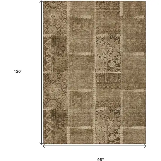 Brown And Beige Patchwork Washable Indoor Outdoor Area Rug Photo 9