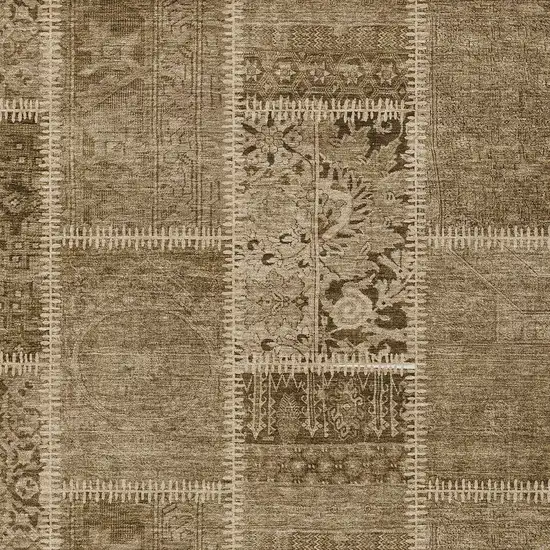 Brown And Beige Patchwork Washable Indoor Outdoor Area Rug Photo 4