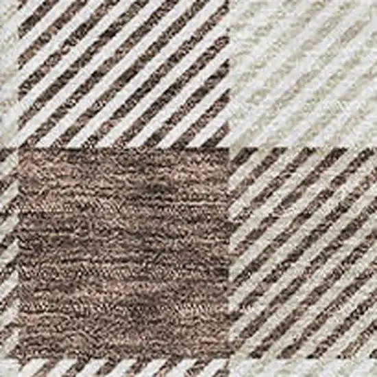 Brown And Beige Plaid Washable Area Rug With UV Protection Photo 2