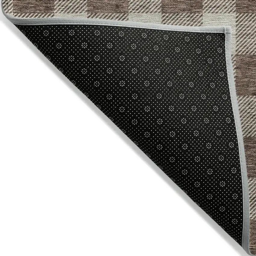 Brown And Beige Plaid Washable Indoor Outdoor Area Rug Photo 4