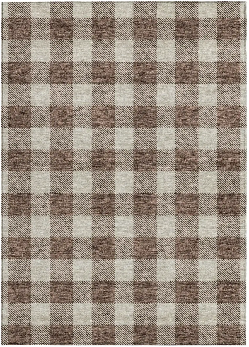 Brown And Beige Plaid Washable Indoor Outdoor Area Rug Photo 6