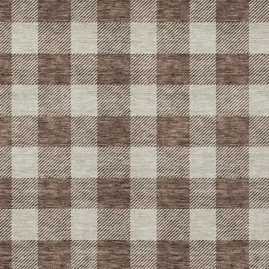 Brown And Beige Plaid Washable Indoor Outdoor Area Rug Photo 6