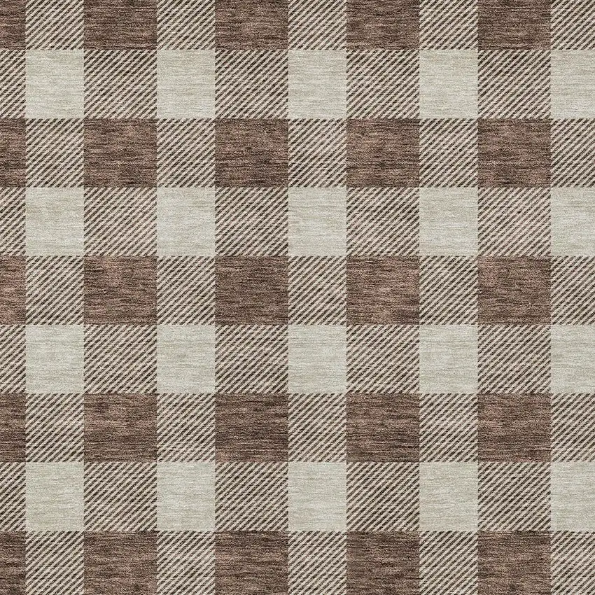 Brown And Beige Plaid Washable Indoor Outdoor Area Rug Photo 6