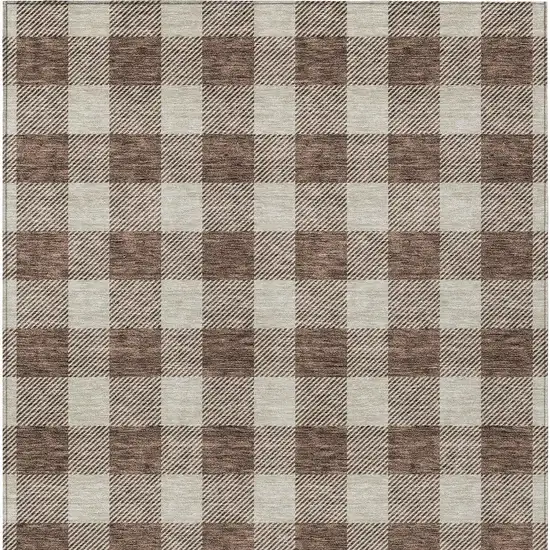 Brown And Beige Plaid Washable Indoor Outdoor Area Rug Photo 7