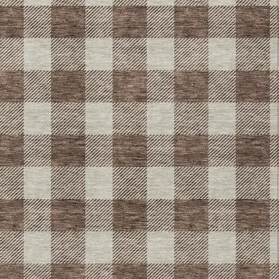 Brown And Beige Plaid Washable Indoor Outdoor Area Rug Photo 6