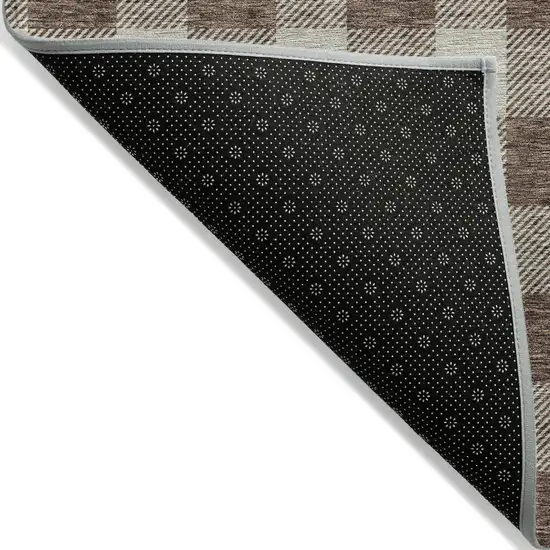 Brown And Beige Plaid Washable Indoor Outdoor Area Rug Photo 4