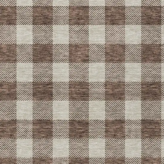 Brown And Beige Plaid Washable Indoor Outdoor Area Rug Photo 6