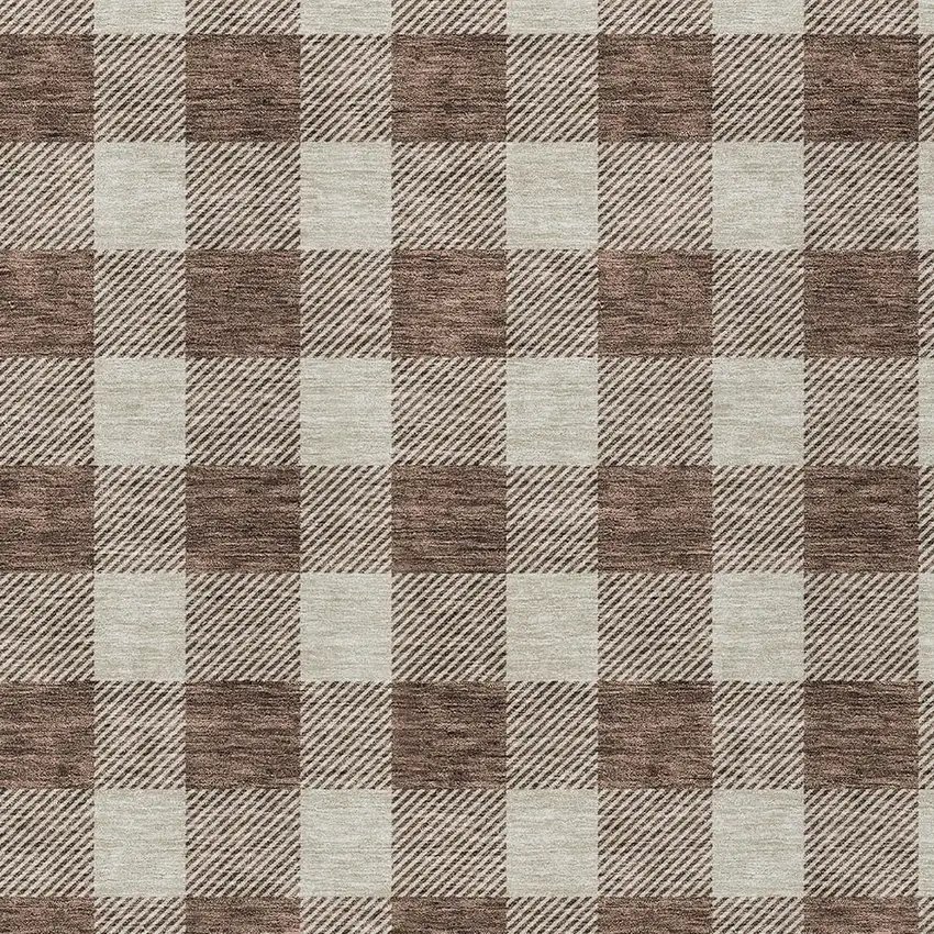 Brown And Beige Plaid Washable Indoor Outdoor Area Rug Photo 6