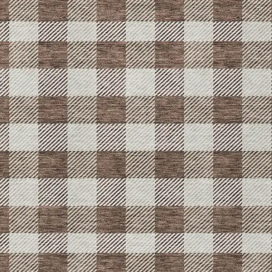 Brown And Beige Plaid Washable Indoor Outdoor Area Rug Photo 6