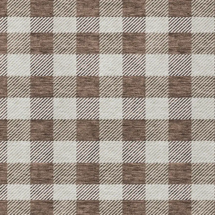 Brown And Beige Plaid Washable Indoor Outdoor Area Rug Photo 6