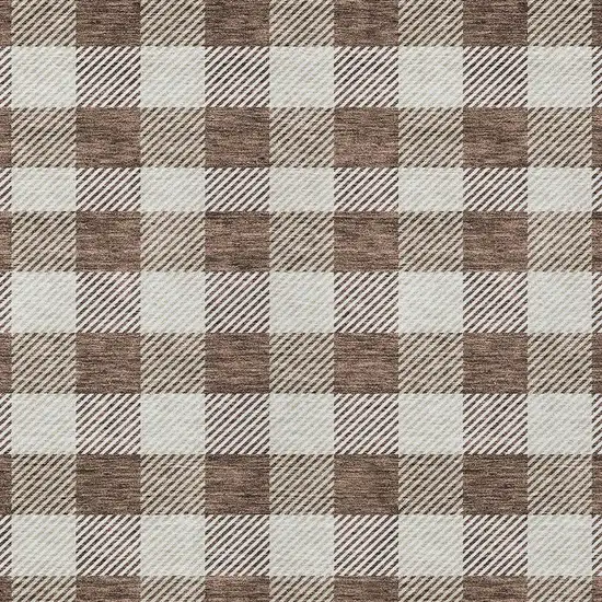 Brown And Beige Plaid Washable Indoor Outdoor Area Rug Photo 6
