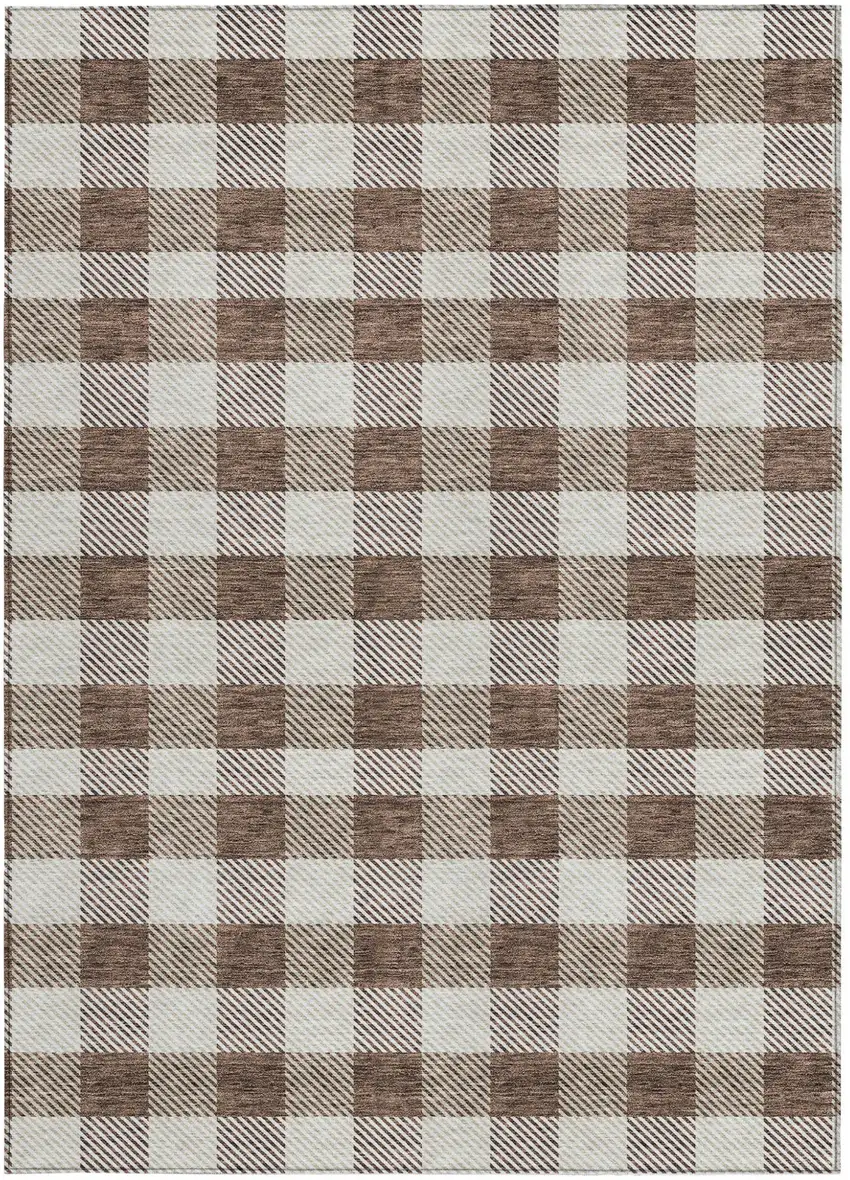 Brown And Beige Plaid Washable Indoor Outdoor Area Rug Photo 7