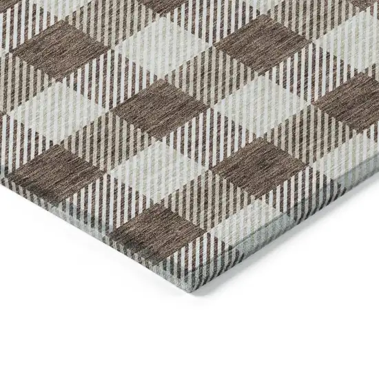 Brown And Beige Plaid Washable Indoor Outdoor Area Rug Photo 5
