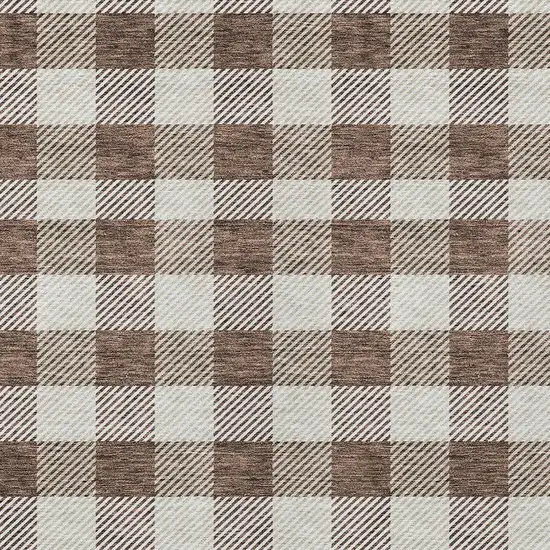 Brown And Beige Plaid Washable Indoor Outdoor Area Rug Photo 6