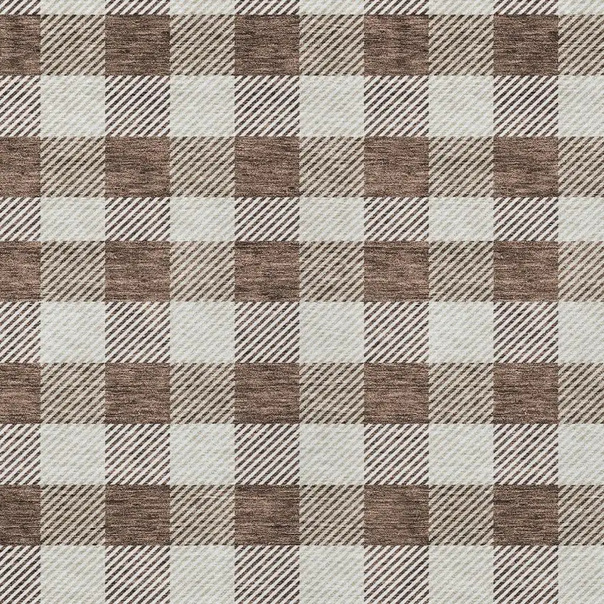 Brown And Beige Plaid Washable Indoor Outdoor Area Rug Photo 6