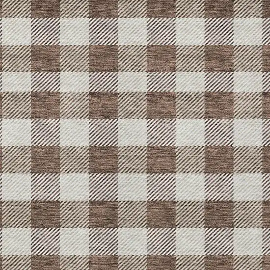 Brown And Beige Plaid Washable Indoor Outdoor Area Rug Photo 6