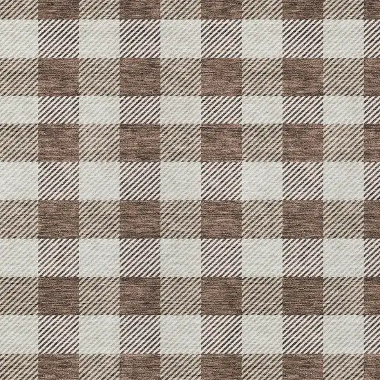Brown And Beige Plaid Washable Indoor Outdoor Area Rug Photo 6