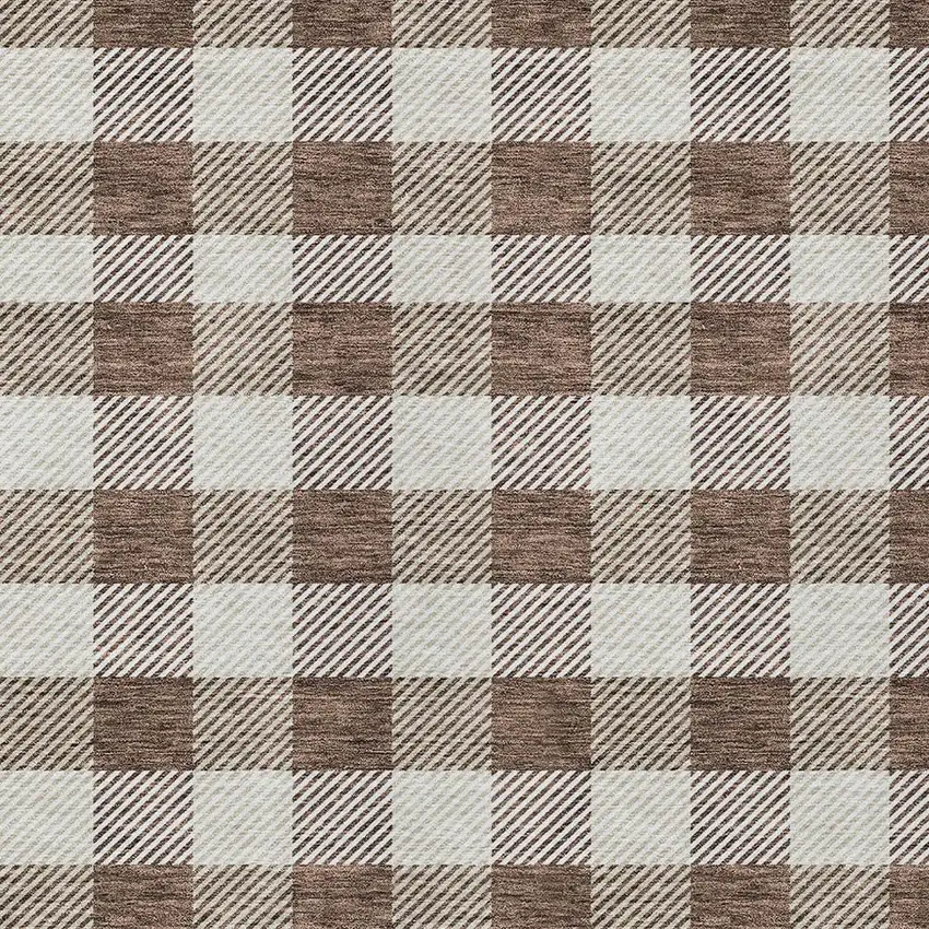 Brown And Beige Plaid Washable Indoor Outdoor Area Rug Photo 6