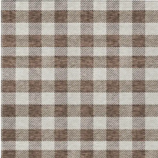 Brown And Beige Plaid Washable Indoor Outdoor Area Rug Photo 7