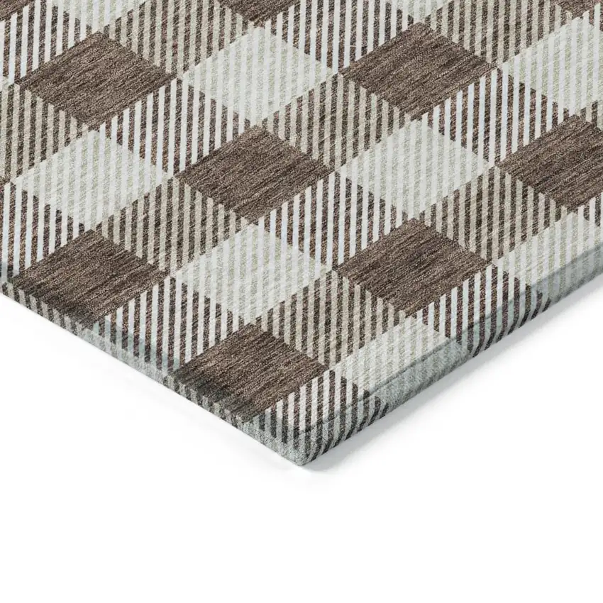 Brown And Beige Plaid Washable Indoor Outdoor Area Rug Photo 5