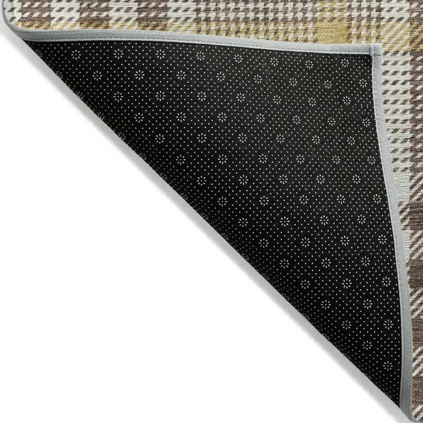 Brown And Beige Plaid Washable Indoor Outdoor Area Rug Photo 3