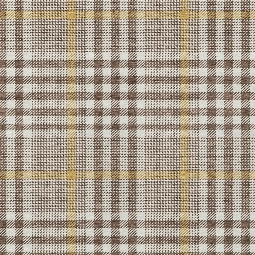 Brown And Beige Plaid Washable Indoor Outdoor Area Rug Photo 5